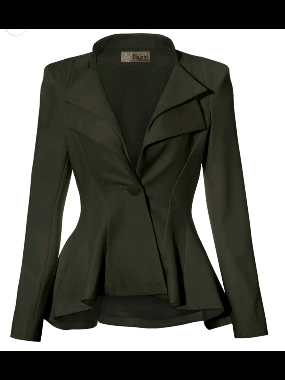 Hybrid & company Olive Green Peplum Single-Button Blazer